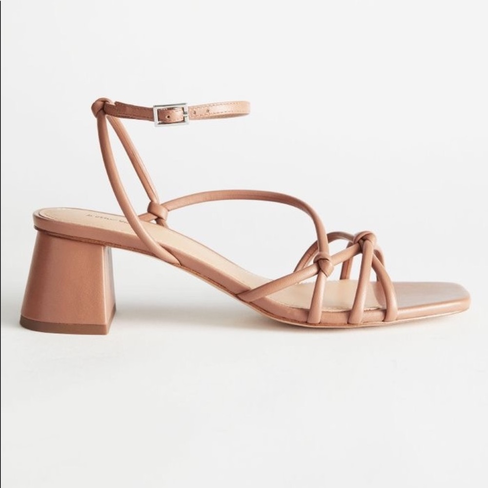 & Other Stories Tan Strappy Block Heel Sandals